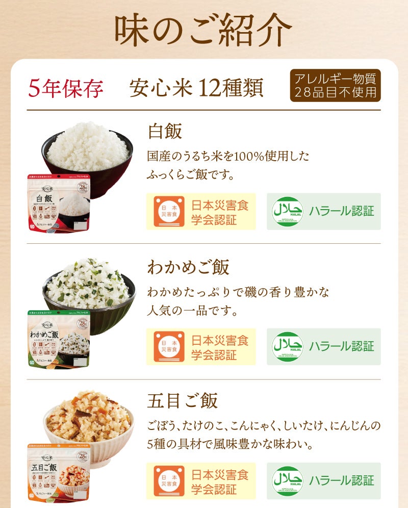 安心米 12種類 12食 味の紹介